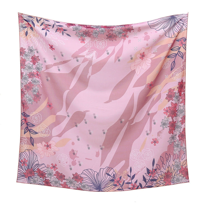 Women Hijab Colorful Exquisite Thin Flower Printing Sweat Absorbing Square Scarf Female Cloth Image 4