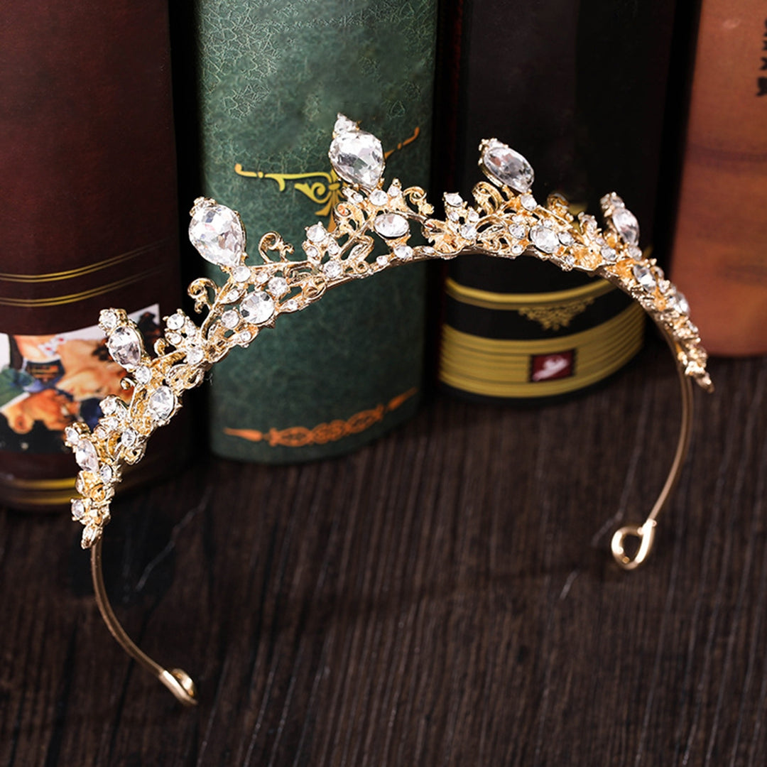 Girl Crown Exquisite Craft Shining Royal Faux Crystal High-end Performance Crown Headdress Image 9