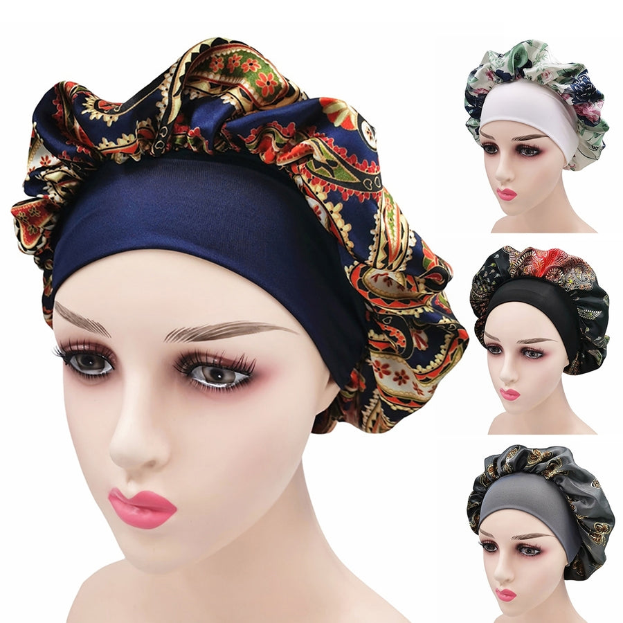 Hair Bonnet Lightweight Smooth Surface Bathing Colorful Print Bohemia Sleep Cap Beauty Hat Image 1