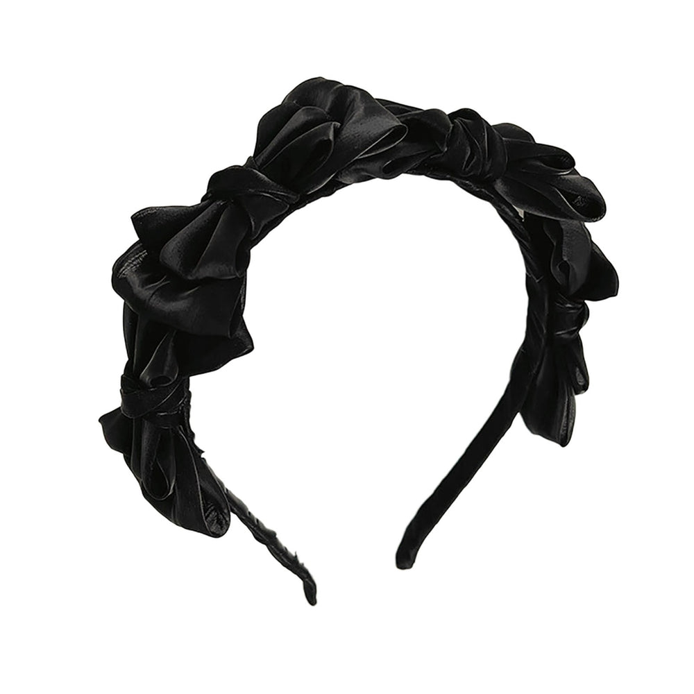 Elastic Non-slip Soft Fabric Women Headband Girl Solid Color Bowknot Decor Headband Hair Accessories Image 2