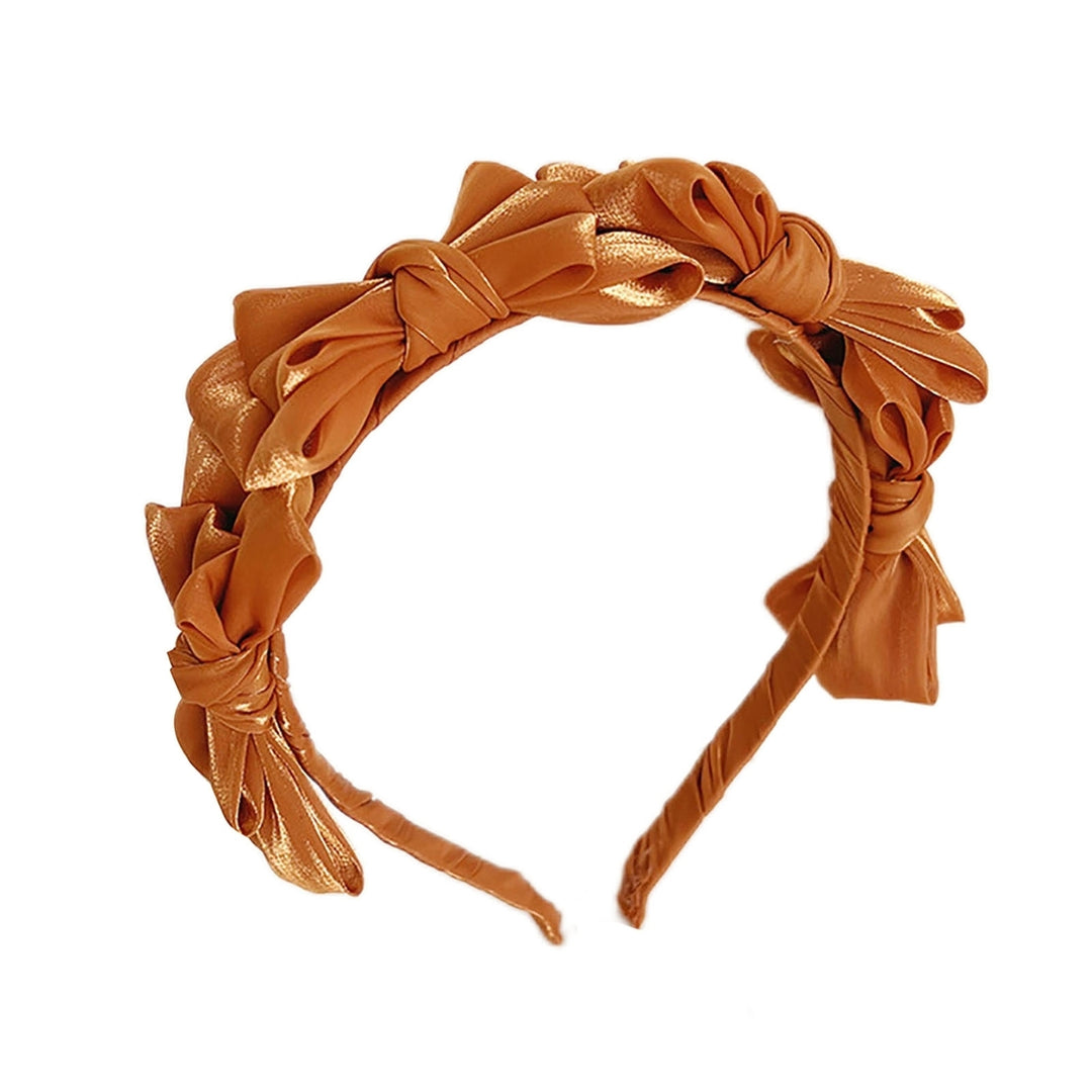 Elastic Non-slip Soft Fabric Women Headband Girl Solid Color Bowknot Decor Headband Hair Accessories Image 9