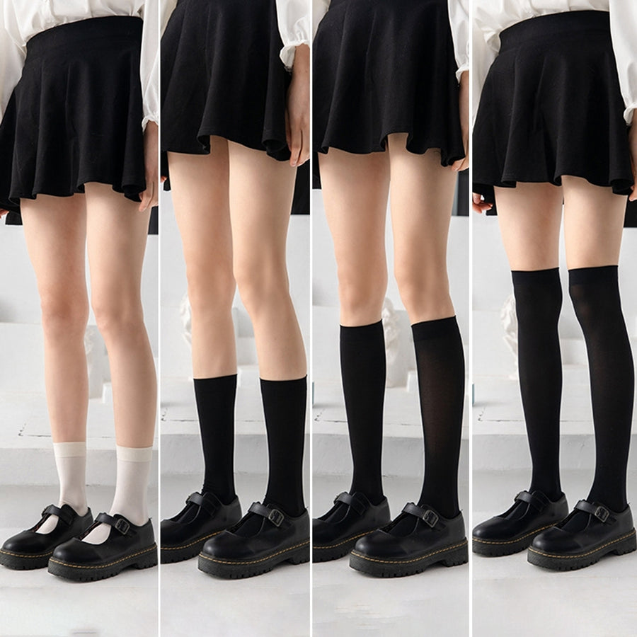 Knee High Socks Breathable High Elasticity Solid Color Above Knee Length Casual Boot Socks for Daily Wear Image 1