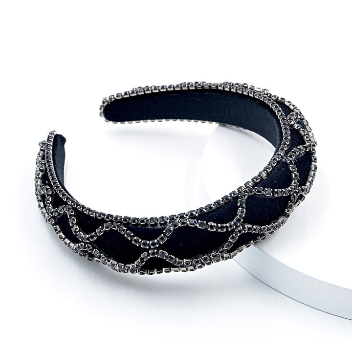 Retro Headband Rhinestones Baroque Wide Padded Hair Hoop Styling Tools Image 12