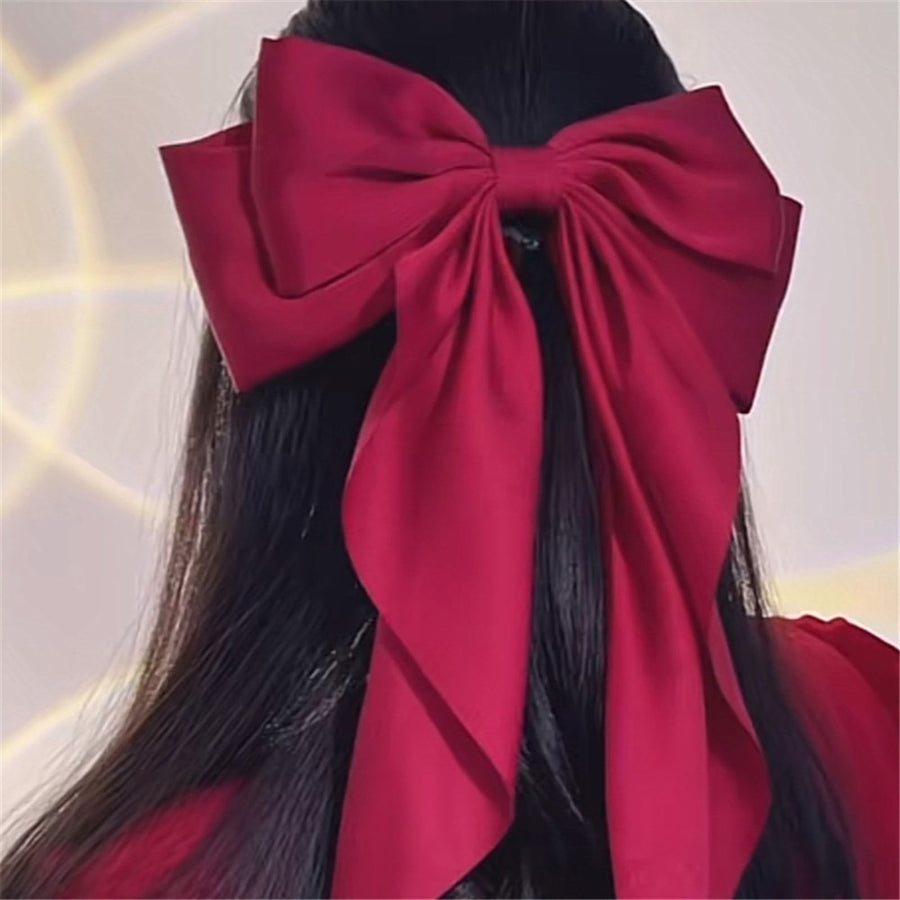 Girls Hair Clip Bow Ribbon Satin Accessory Korean Style Good Elasticity Hairpin Hair Accessories Image 1