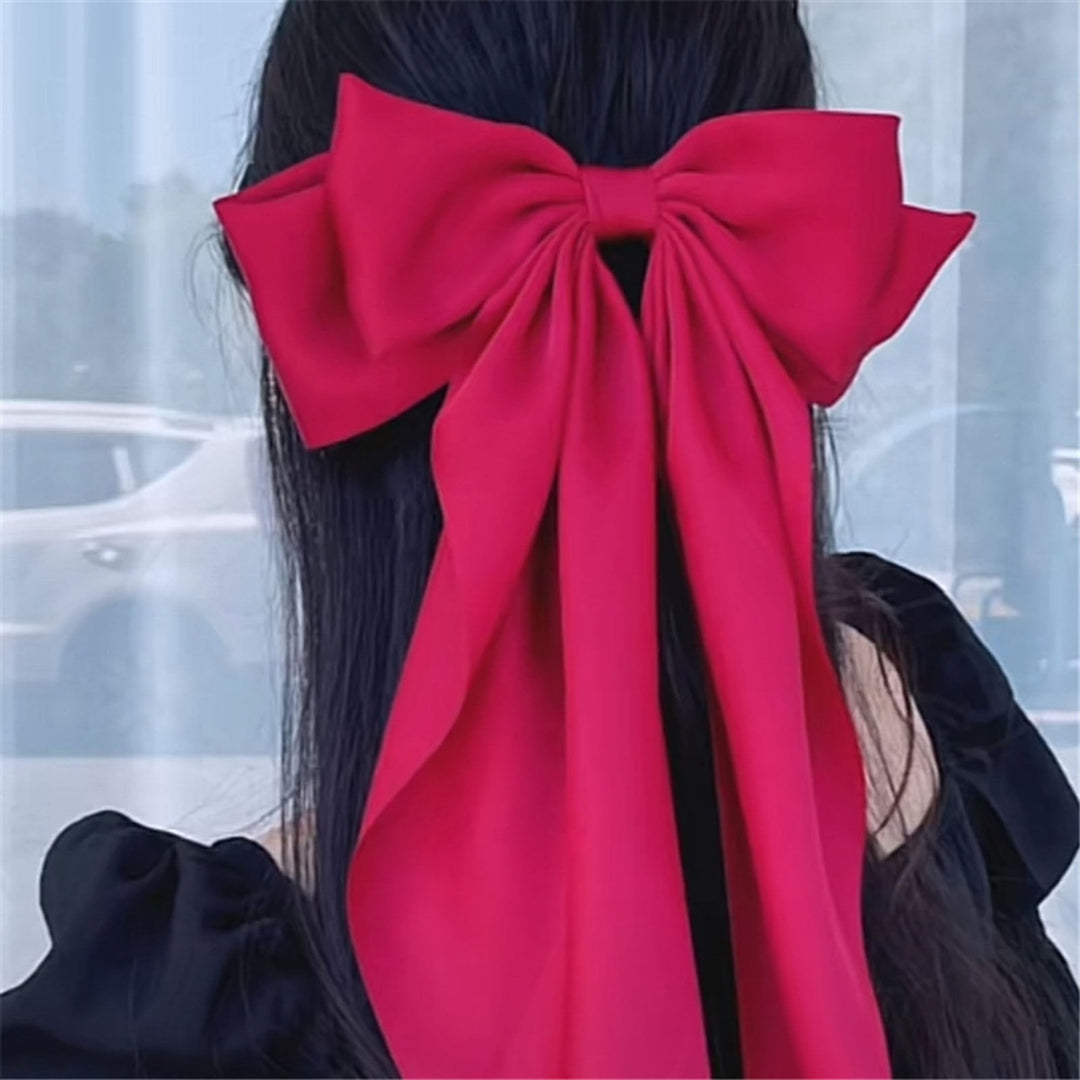 Girls Hair Clip Bow Ribbon Satin Accessory Korean Style Good Elasticity Hairpin Hair Accessories Image 9