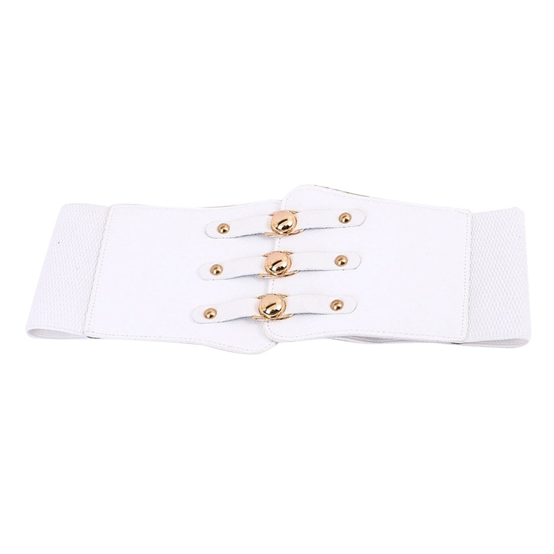 Waist Belt Wide Simple Casual Individual Nice Appearance Contrast Color Stretchy Washable Clasp Waist Strap for Daily Image 1