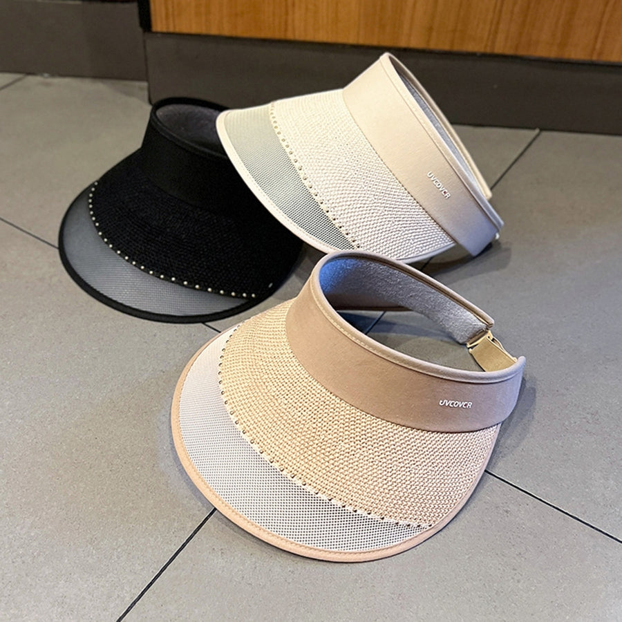 Sun Hat Sunshade Anti-slip Elegant Anti-falling Practical Face Protection Empty Top Anti-UV Portable Summer Cap for Image 1
