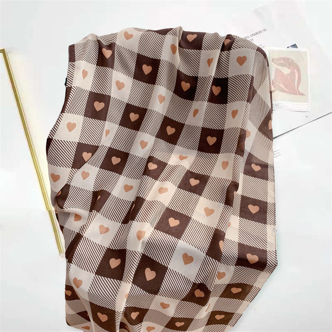 Thickened Cold Resistant Breathable Thermal Scarf Fashion Heart Plaid Print Long Warm Shawl Neck Decoration Image 4