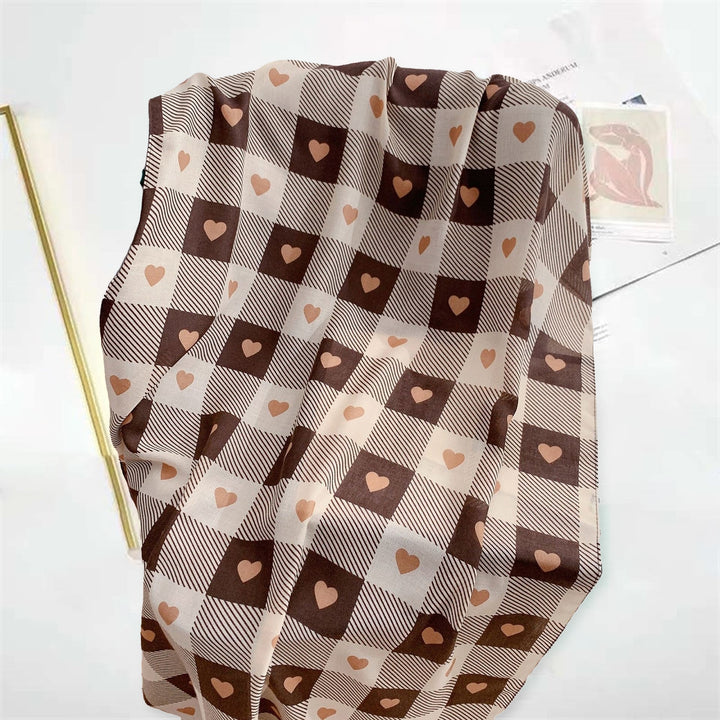 Thickened Cold Resistant Breathable Thermal Scarf Fashion Heart Plaid Print Long Warm Shawl Neck Decoration Image 4
