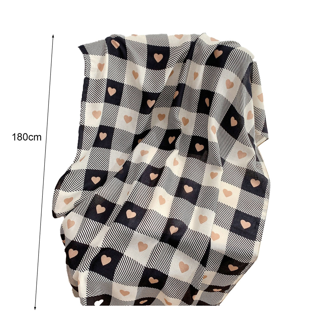 Thickened Cold Resistant Breathable Thermal Scarf Fashion Heart Plaid Print Long Warm Shawl Neck Decoration Image 6