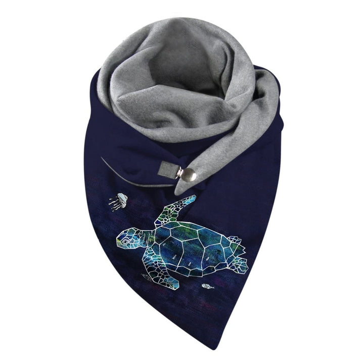 Women Scarf Cat Print Two Layers Coldproof Fleece Patchwork Neck Scarf for Outdoor Image 3