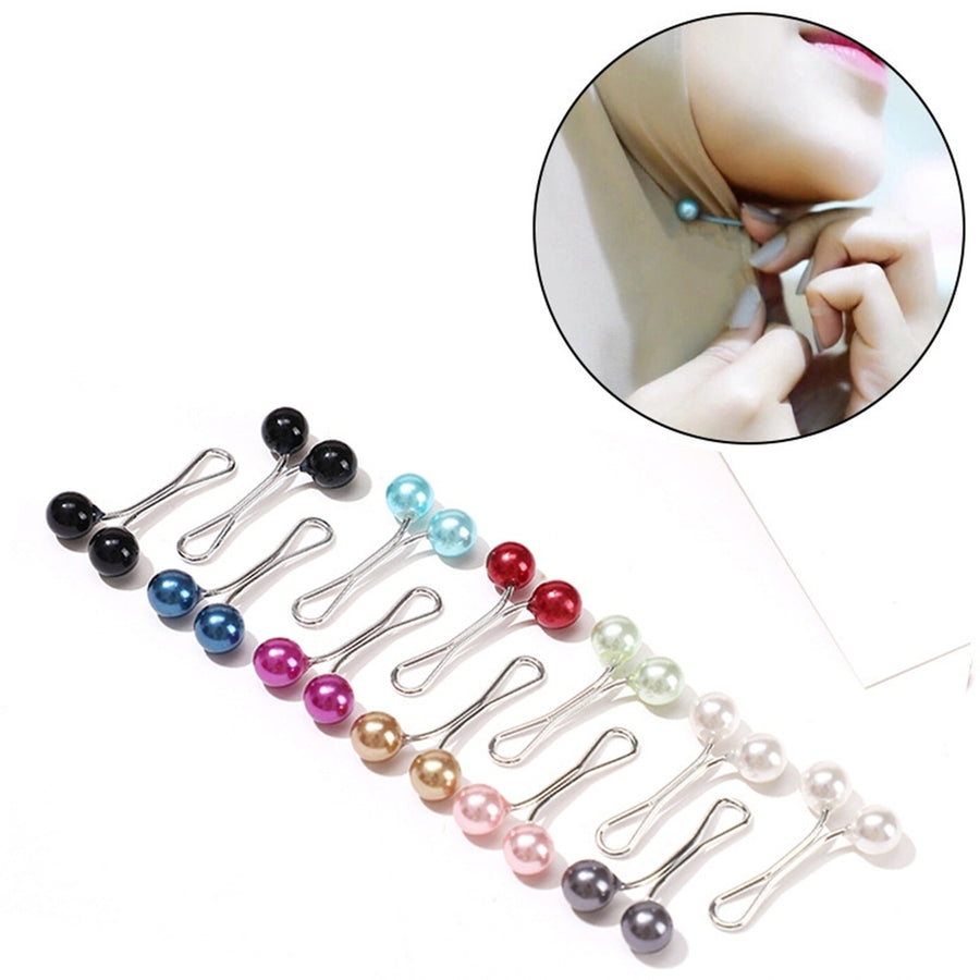 12Pcs Silk Scarf Clips U-shaped Pinless Faux Pearls Accessories Fixing Scarf Buckles for Daily Wear Image 1