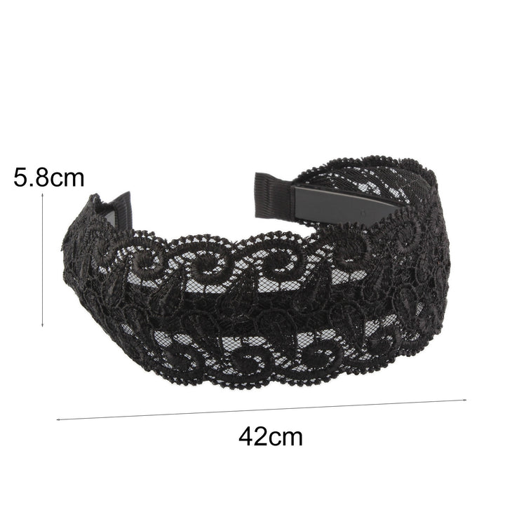 Women Hairband Wide Retro Style Hollow Leaf Lightweight Anti-slip Hair Accessories Elegant Black Embroidery Lace Hair Image 6
