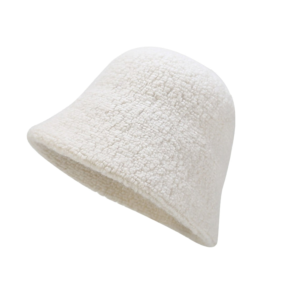 Bucket Hat No Brim Plush Solid Color Skin-friendly Windproof Bucket Cap for Daily Life Image 2