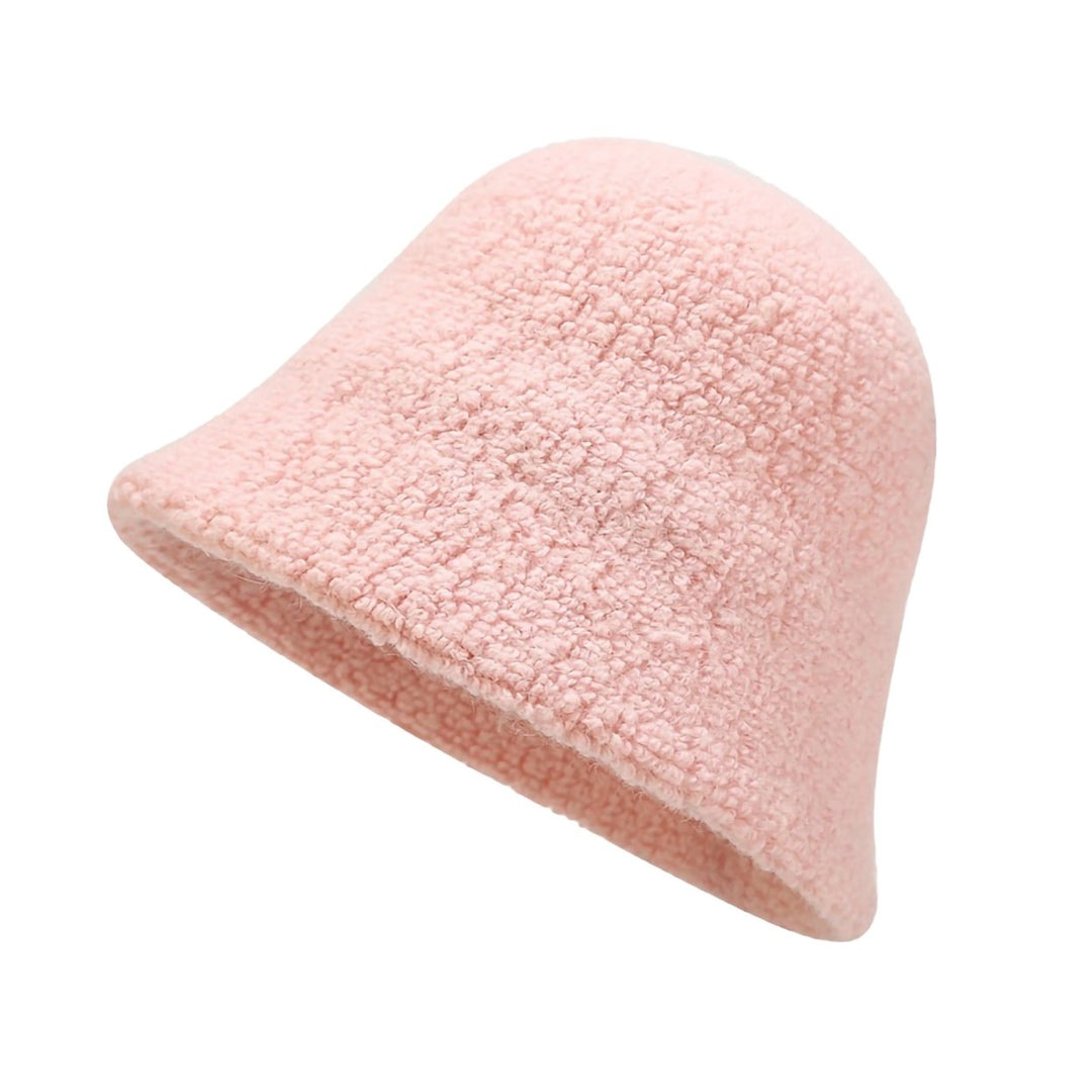 Bucket Hat No Brim Plush Solid Color Skin-friendly Windproof Bucket Cap for Daily Life Image 1