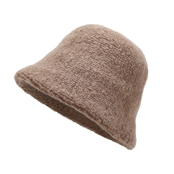 Bucket Hat No Brim Plush Solid Color Skin-friendly Windproof Bucket Cap for Daily Life Image 1