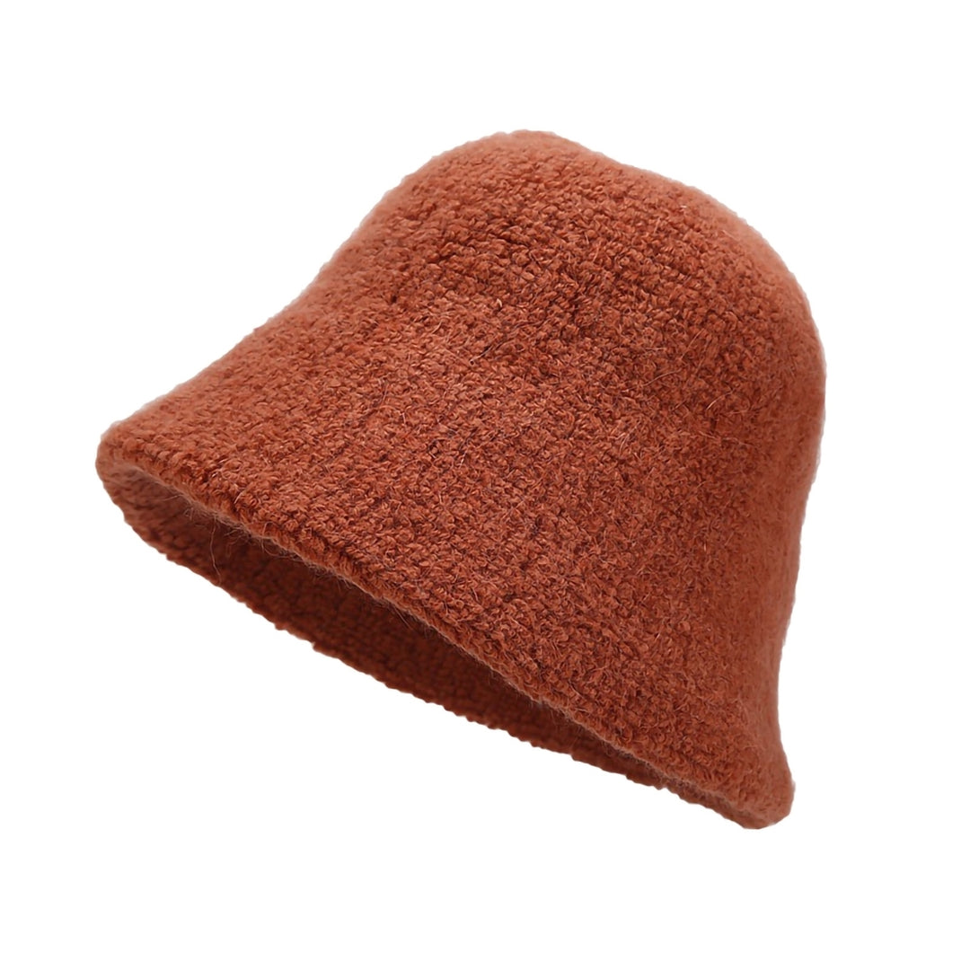 Bucket Hat No Brim Plush Solid Color Skin-friendly Windproof Bucket Cap for Daily Life Image 6