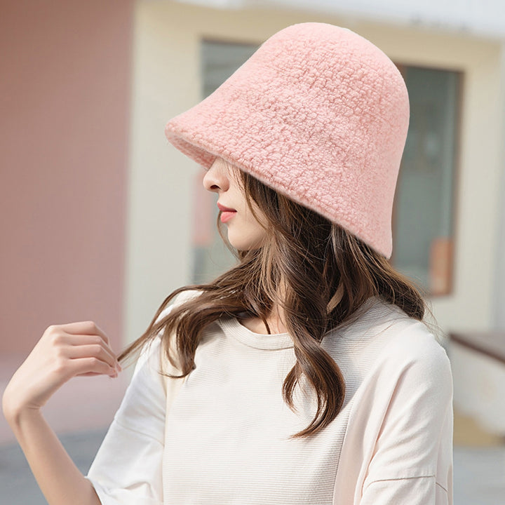 Bucket Hat No Brim Plush Solid Color Skin-friendly Windproof Bucket Cap for Daily Life Image 10
