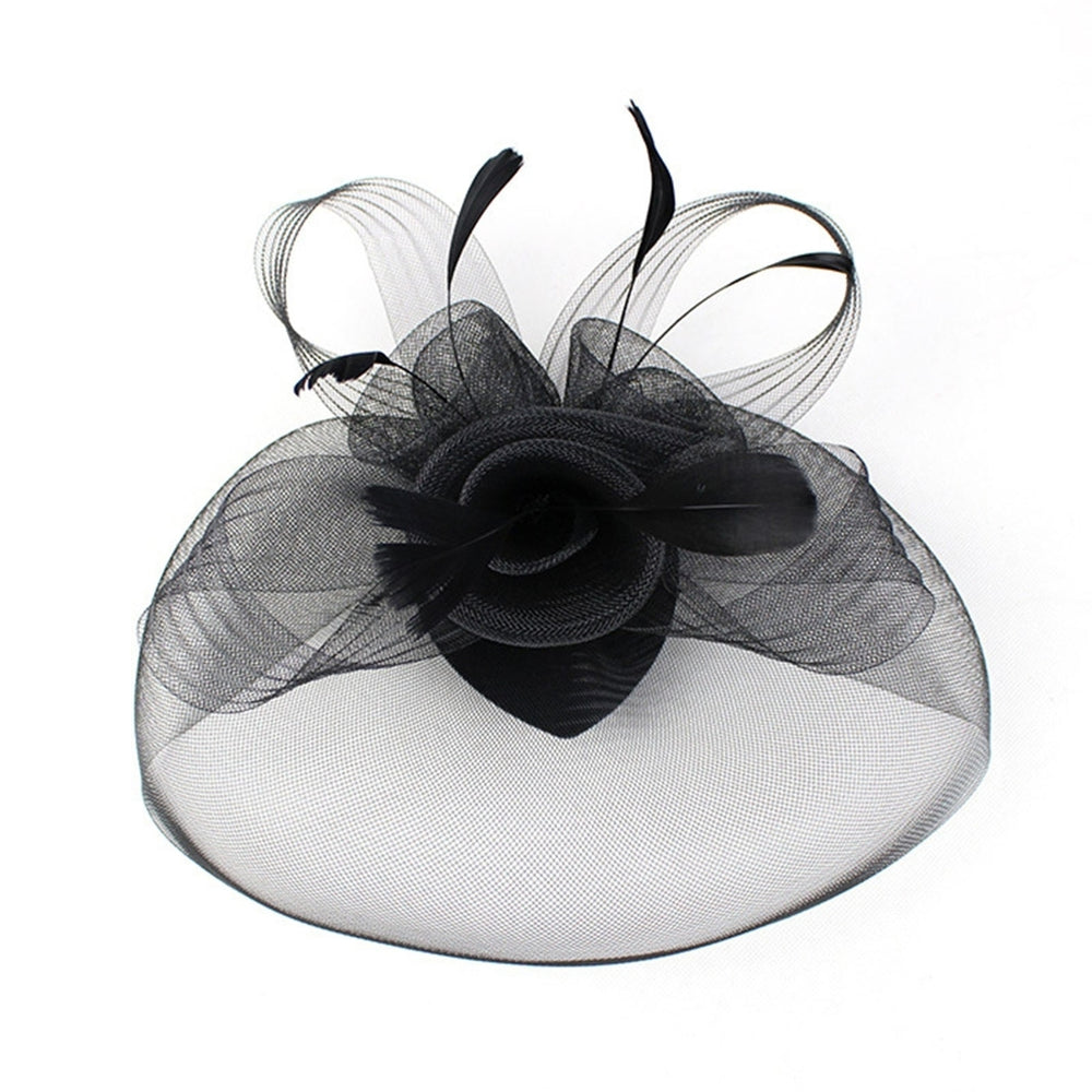 Women Fascinator Hat Elegant Feather Veil Mesh Retro Lightweight Costume Accessories Pure Color Women Wedding Bridal Hat Image 2