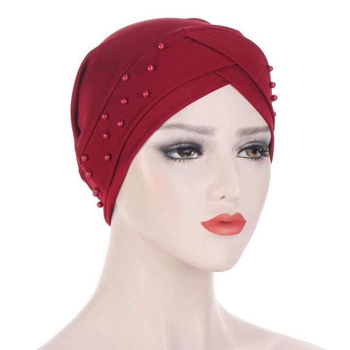 Women Hat Beads Cross Style Solid Color Stretchy Headgear Brimless Headwrap Indian Cap Fashion Accessories Image 10