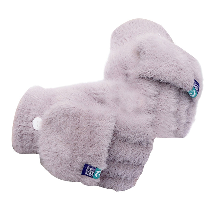 1 Pair Women Gloves Keep Warm Breathable Soft Comfortable Solid Color Half Fingers Fuzzy Plush Anti-pilling Women Image 4