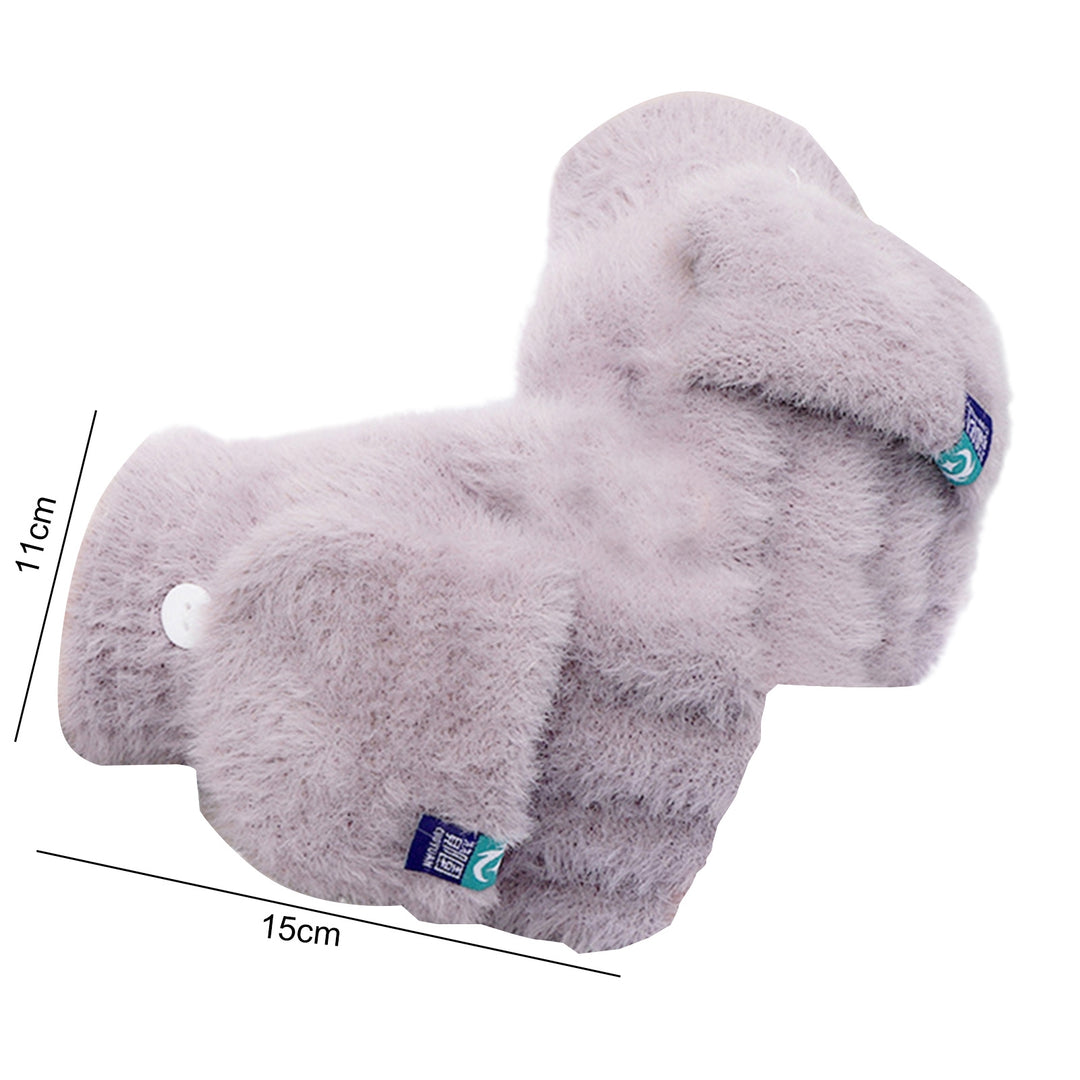 1 Pair Women Gloves Keep Warm Breathable Soft Comfortable Solid Color Half Fingers Fuzzy Plush Anti-pilling Women Image 9