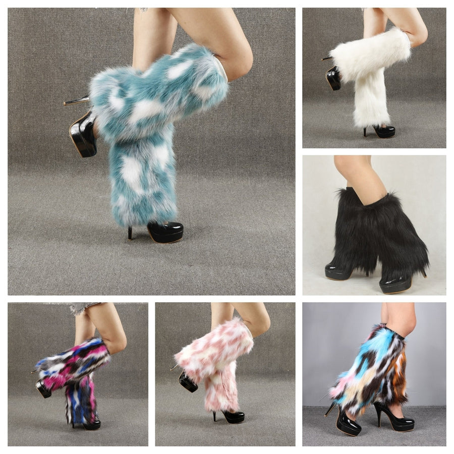 1 Pair Faux faux Socks Tie Dye Anti-cold Soft  Attractive Keep Warm Delicate Leg Warmers for Stage Performance Image 1