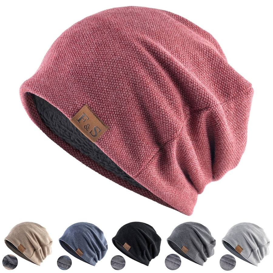 Knitted Hat Plush Lining Casual Hip Hop Super Soft Stretchy Keep Warm Solid Color Women Men Unisex Beanie Cap for Spring Image 1