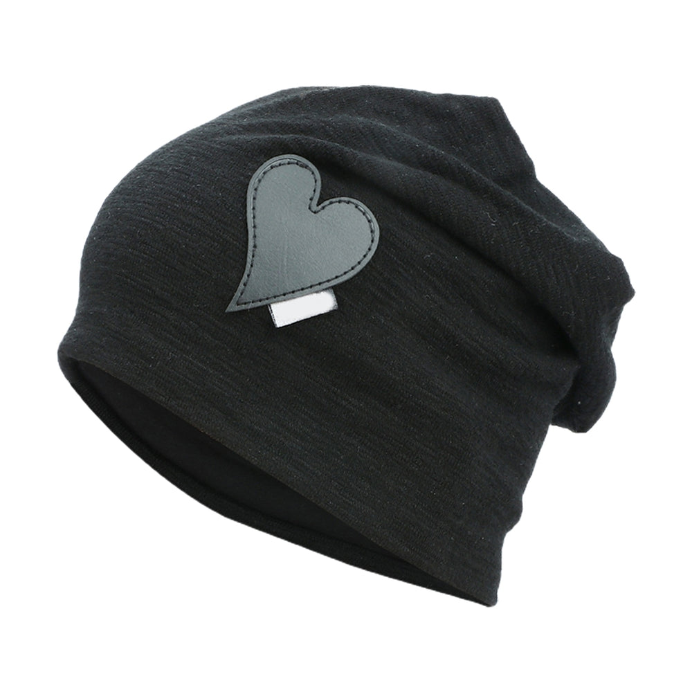 Ear Flap Thick Brimless Windproof Beanie Hat Women Heart Print Riding Knitted Skull Beanie Cap Costume Accessories Image 2