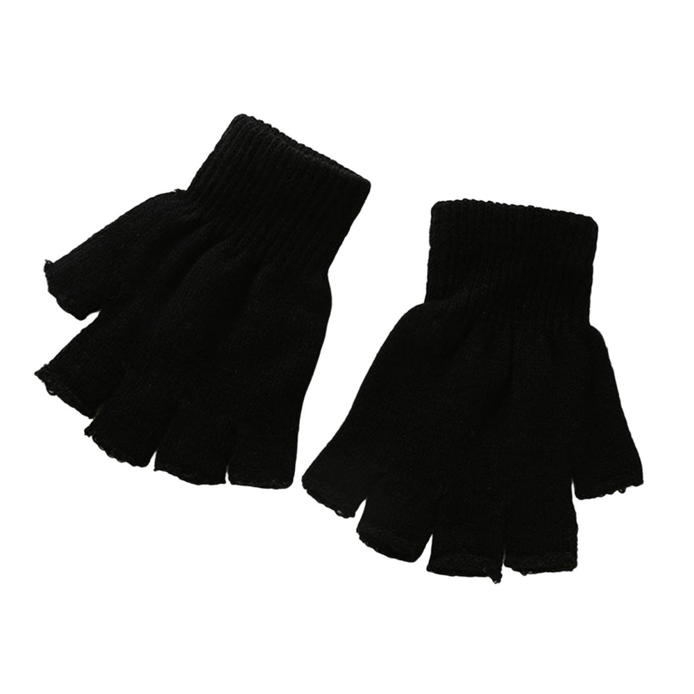 1 Pair Half-finger Gloves High Elastic Comfortable Lint Free Anti-slip Windproof Winter Gloves for Riding Image 2