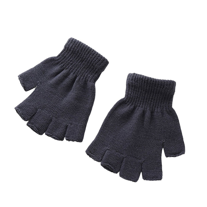 1 Pair Half-finger Gloves High Elastic Comfortable Lint Free Anti-slip Windproof Winter Gloves for Riding Image 1