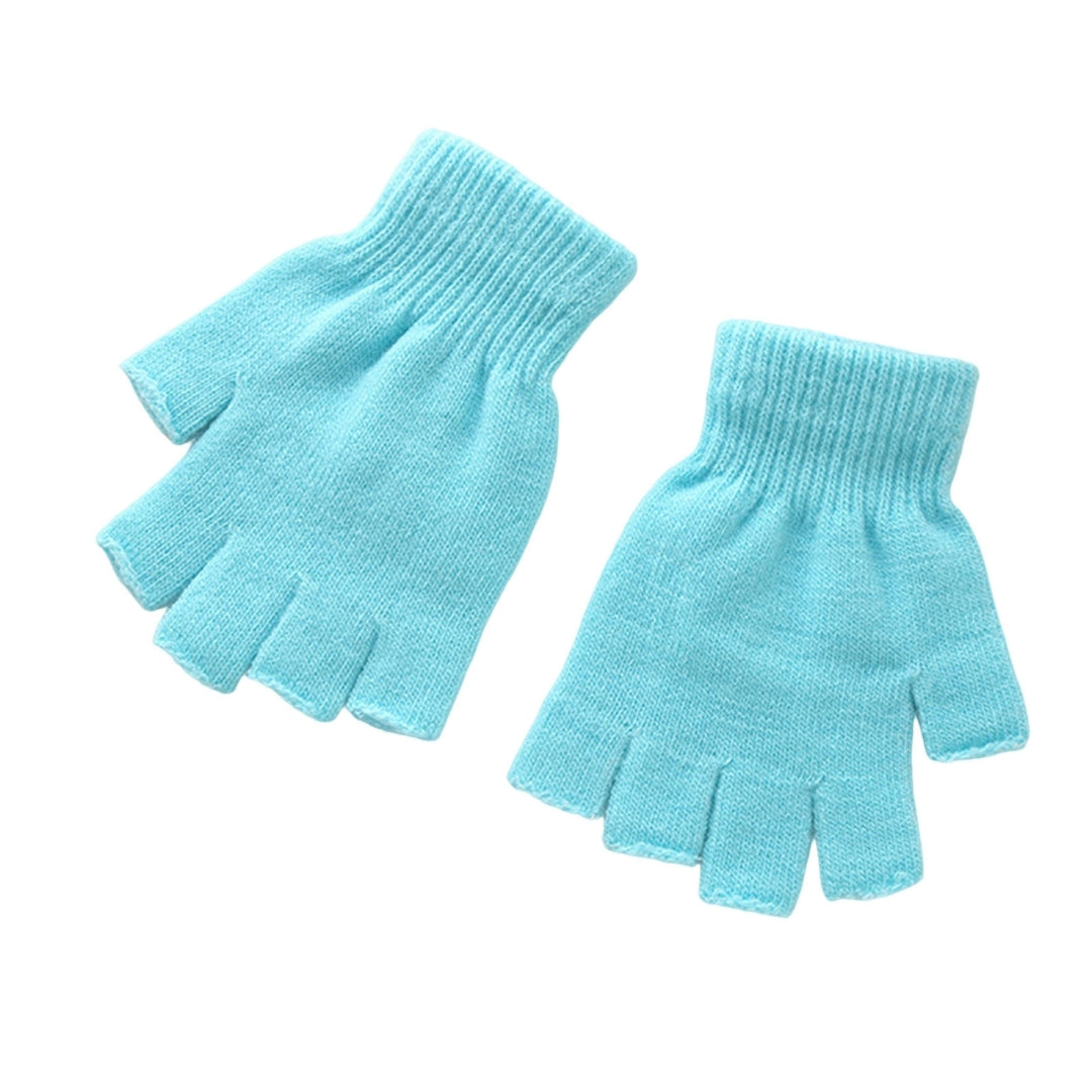 1 Pair Half-finger Gloves High Elastic Comfortable Lint Free Anti-slip Windproof Winter Gloves for Riding Image 4