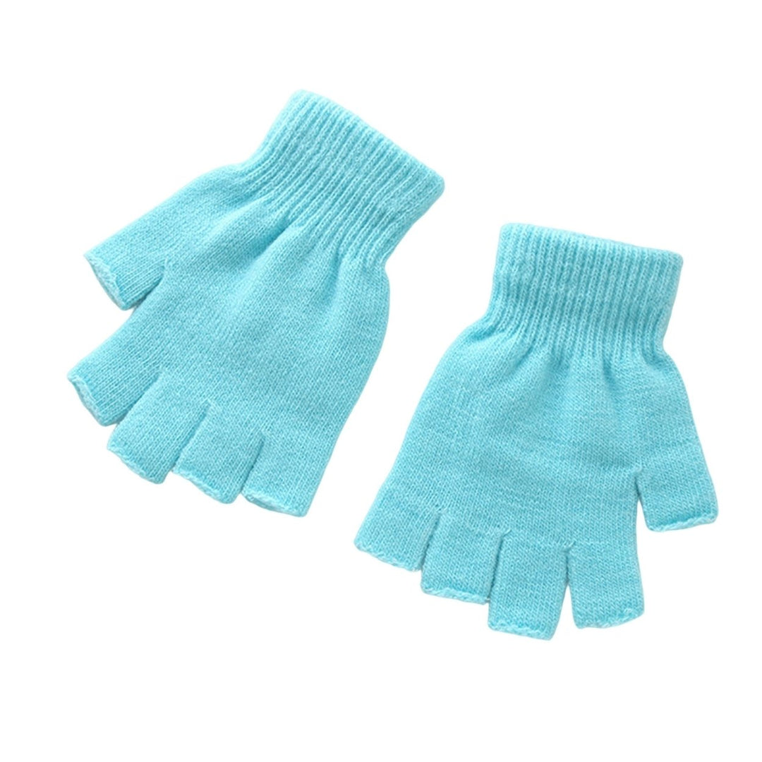 1 Pair Half-finger Gloves High Elastic Comfortable Lint Free Anti-slip Windproof Winter Gloves for Riding Image 1