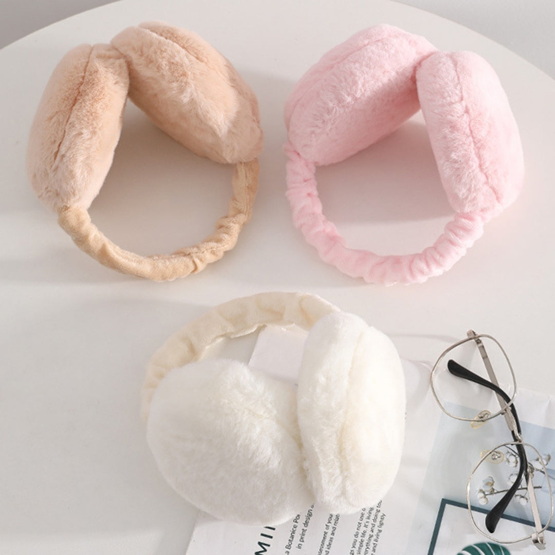 Women Earmuff Folding Plush Solid Color Thickened Soft Ear Protection Comfortable Autumn Winter Girls Ear Warmer for Image 12