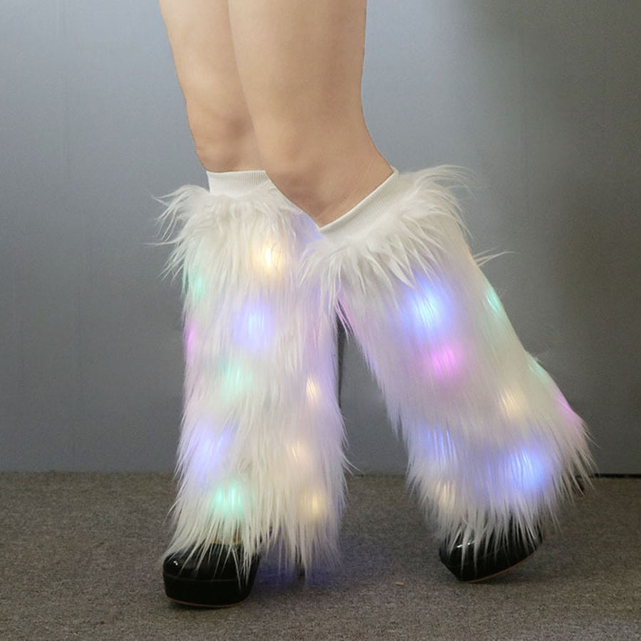 1 Pair Faux faux Leg Warmers with Light Women Stage Performance High Tube Plush Socks for Party Image 1