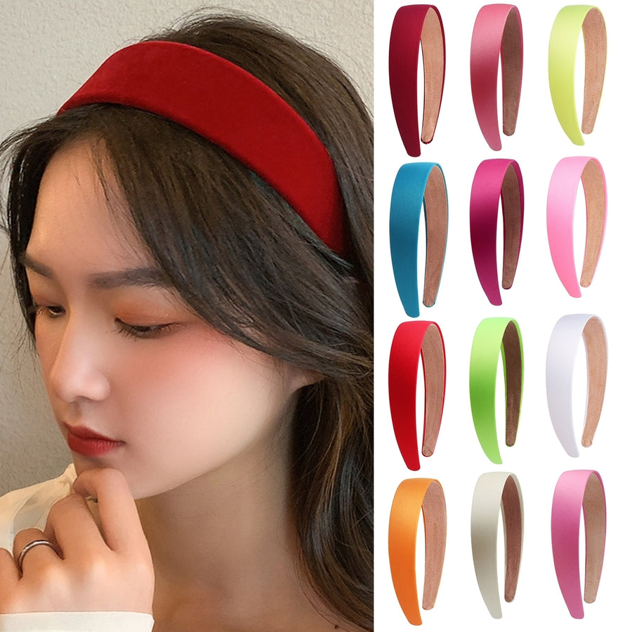3cm Women Hairband Wide Non-slip Colorful Comfortable High Toughness Hair Accessories Photo Prop Pure Color Hair Hoop Image 1