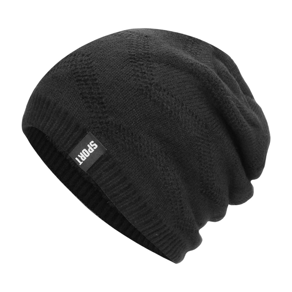 Men Hat Fleece Lining Slouchy Good Stretchy Comfortable Touch No Brim Keep Warm Thickening Soft Warm Slouch Beanie Cap Image 2