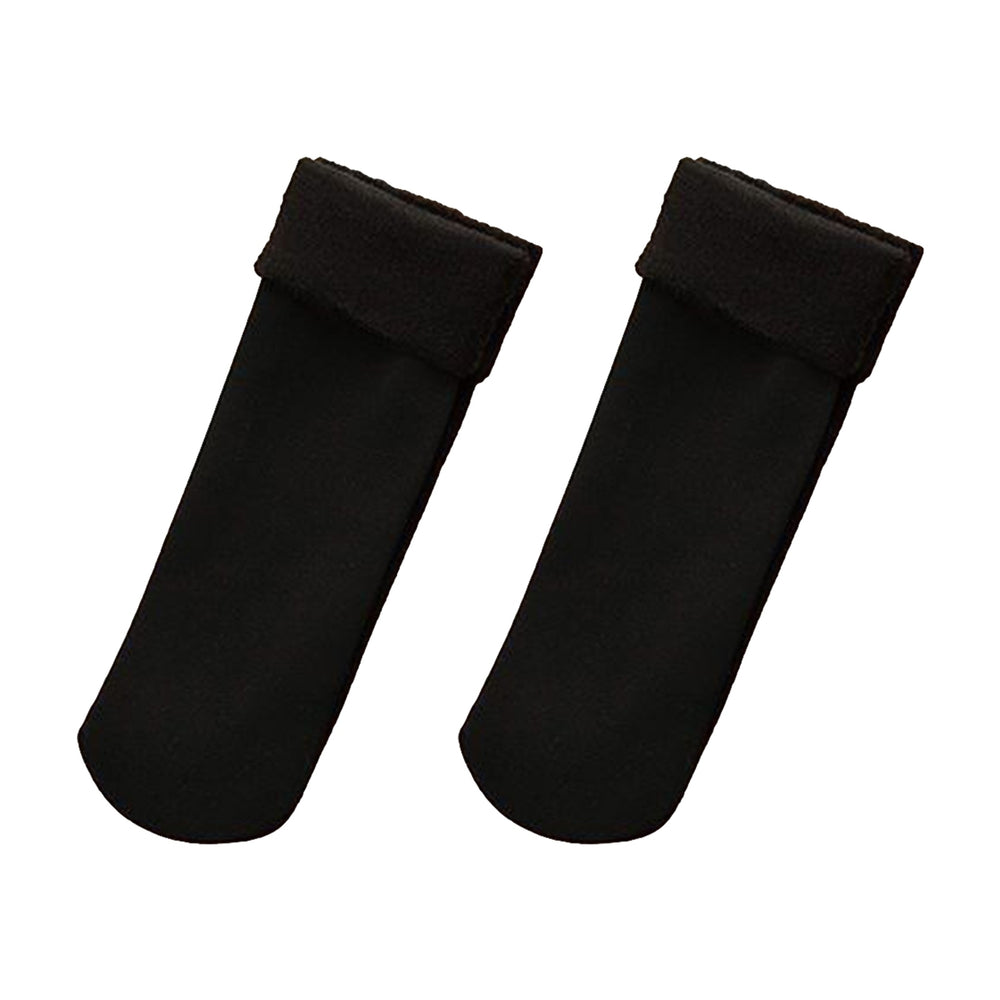 1 Pair Mid-Tube Plush Lining High Elasticity Women Socks Winter Solid Color Warm Thickened Thermal Socks Daily Wear Image 2