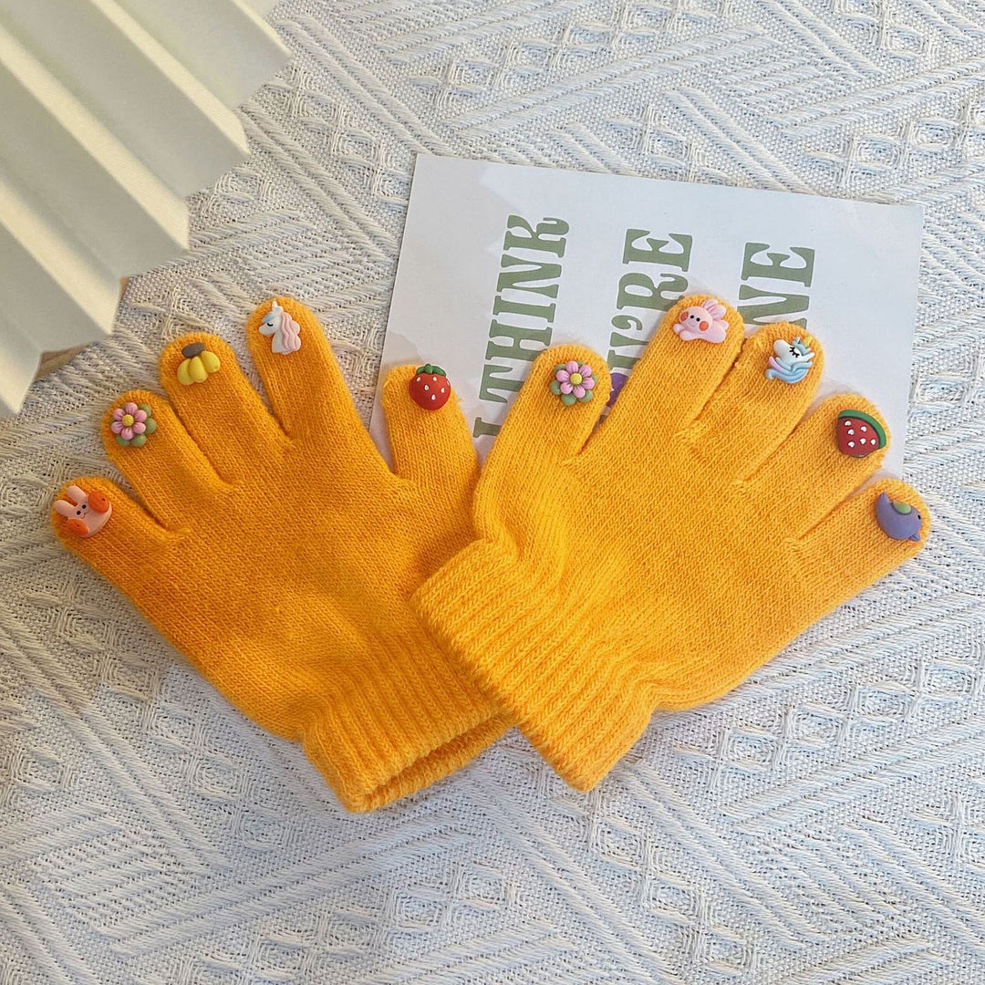 1 Pair Kids Gloves Cartoon Fingertip Washable Coldproof Winter Thick Knit Boys Children Full Finger Warm Gloves for Cold Image 10