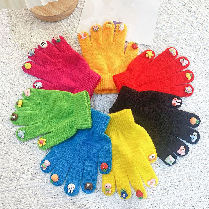 1 Pair Kids Gloves Cartoon Fingertip Washable Coldproof Winter Thick Knit Boys Children Full Finger Warm Gloves for Cold Image 11
