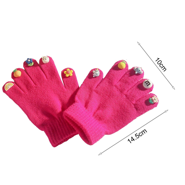 1 Pair Kids Gloves Cartoon Fingertip Washable Coldproof Winter Thick Knit Boys Children Full Finger Warm Gloves for Cold Image 12