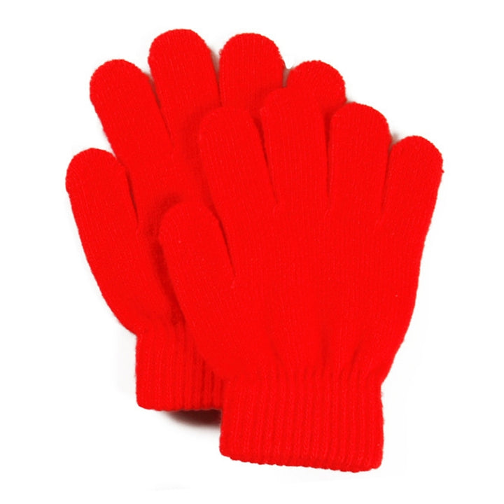 1 Pair Children Gloves Full Fingers Washable Comfortable to Wear Elastic Windproof Acrylic Thermal Mittens for Outdoor Image 3