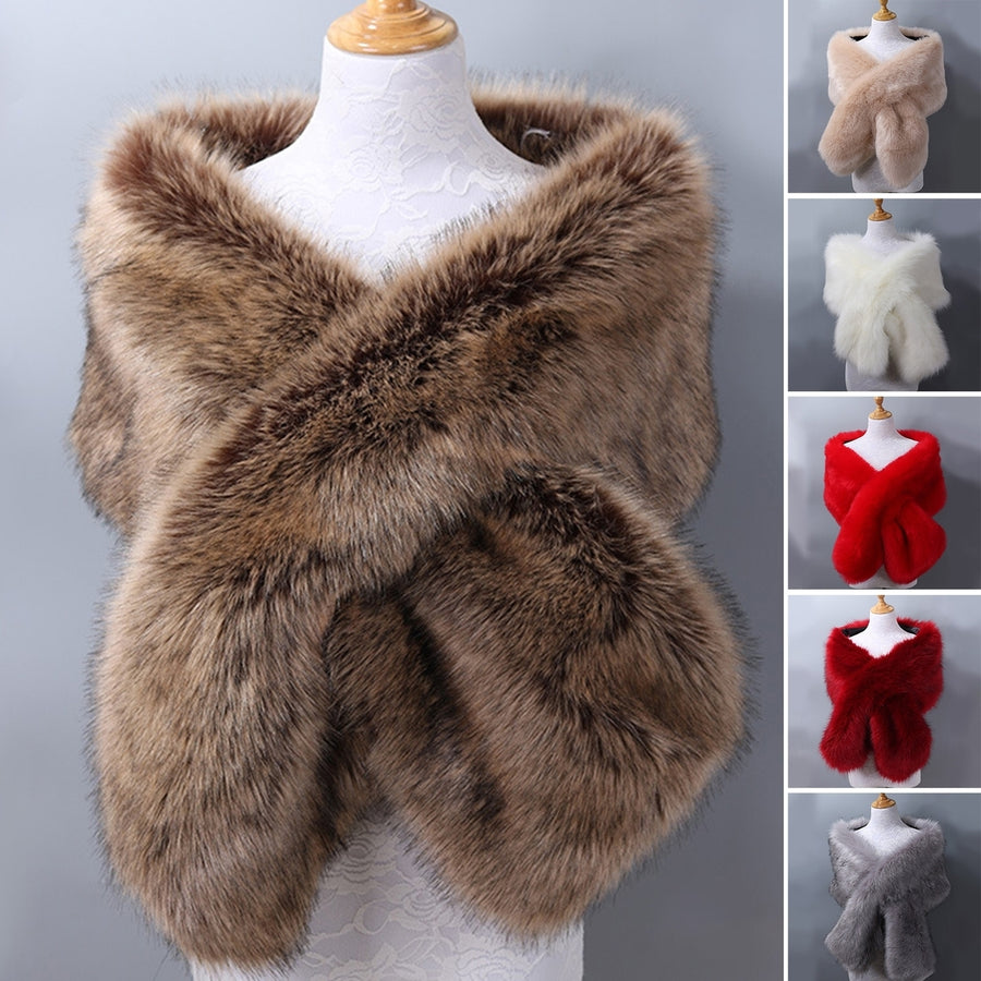 Women Shawl Fluffy Faux faux Solid Color Thicken Fine Touch Autumn Winter Long Style Ponchos Scarf Streetwear Image 1