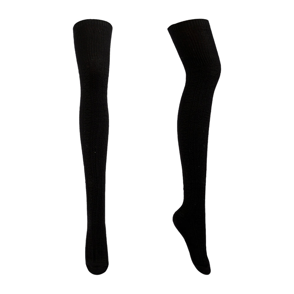 1 Pair Women Socks Jacquard Thigh High Over Knee Stockings Stretchy Japanese Style Autumn Winter Socks for Daily Wear Image 2
