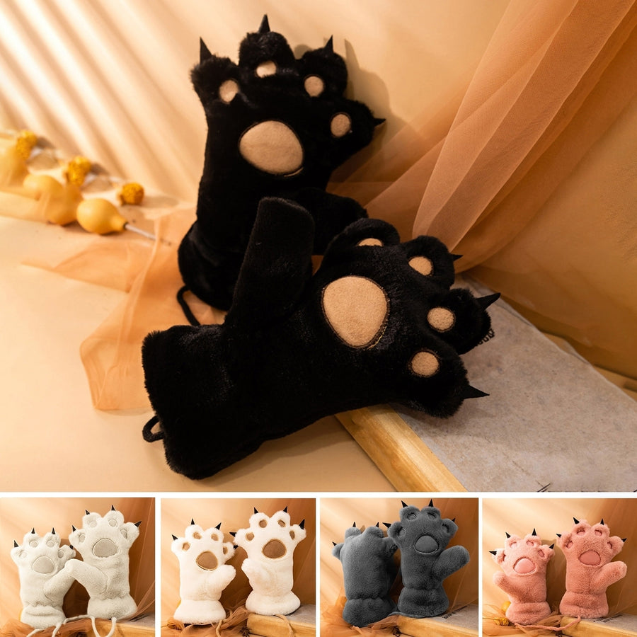 1 Pair Claw Gloves Thicken Soft Comfortable to Wear Wide Application Good-looking Windproof Velvet Plush Cute Children Image 1