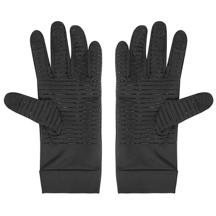 1 Pair Unisex Fitness Gloves Touch Screen Full Fingers Copper Fiber Solid Color Anti Skid Moisture-wicking Gloves for Image 1