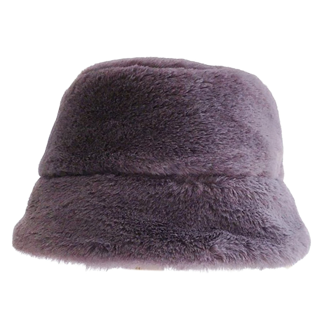 2-6 Years Girls Hat Furry Faux Mink faux Leopard Solid Color Flat Top Fisherman Cap Autumn Winter Short Brim Bucket Hat Image 4