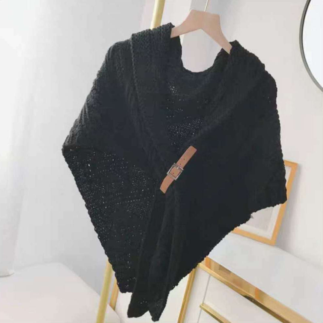 Women Shawl Tippet Knitting Solid Color Triangle Soft Keep Warm Lightweight Washable Winter Ponchos for Dating Image 9