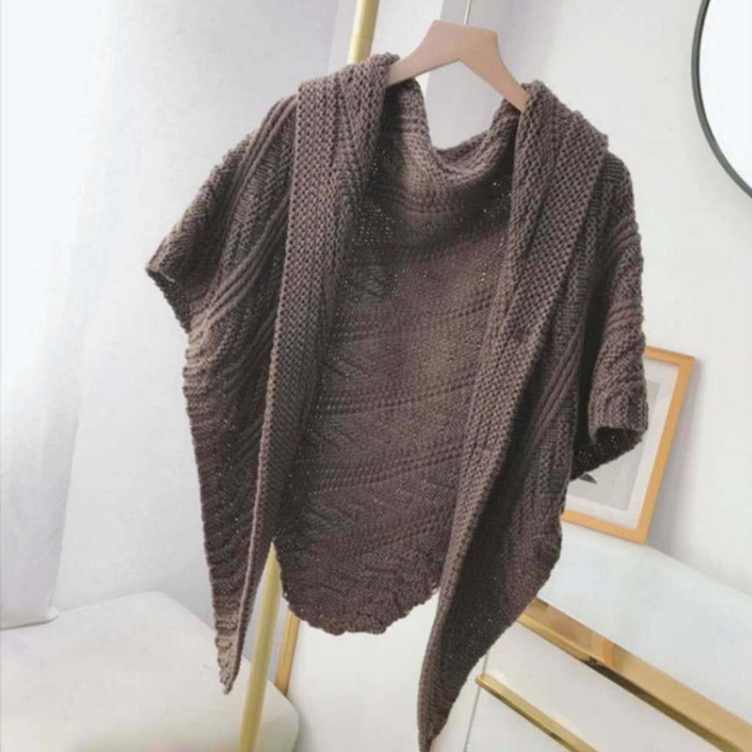Women Shawl Tippet Knitting Solid Color Triangle Soft Keep Warm Lightweight Washable Winter Ponchos for Dating Image 10
