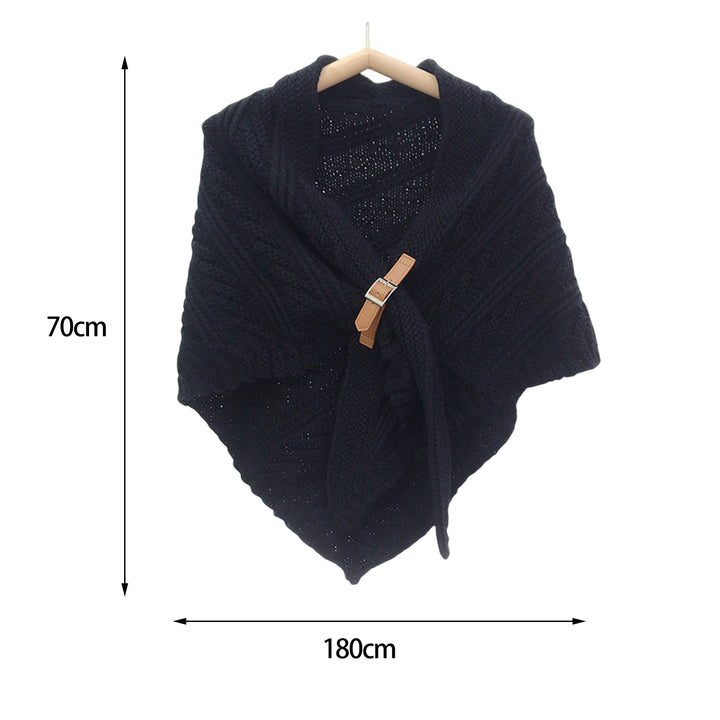 Women Shawl Tippet Knitting Solid Color Triangle Soft Keep Warm Lightweight Washable Winter Ponchos for Dating Image 11